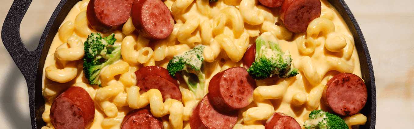 Smoked Sausage Mac & Cheese with Broccoli